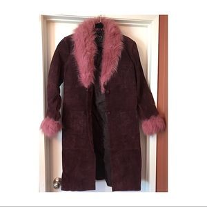 Suede faux fur trim